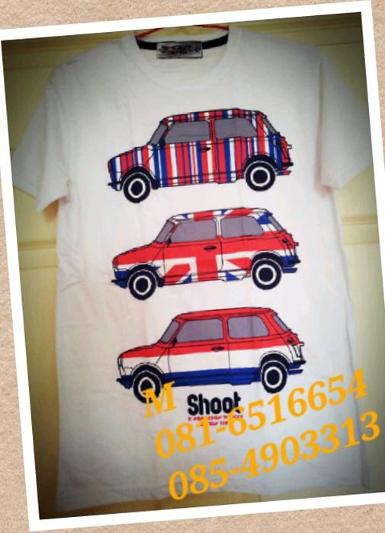 (2.22)Shoot เสื้อยืด ชาย-หญิง สีครีมไข่ ลายรถมินิ Size M เนื้อผ้าเบาสบาย ถูกกว่าที่หน้าร้าน